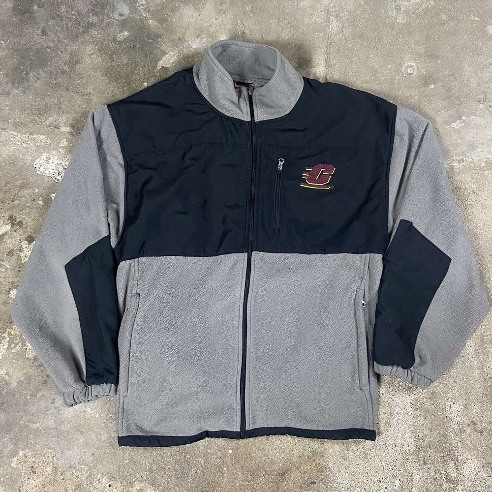 Central Michigan University Jacket Size XL Gray Full Zip Fleece‎ Chippewas Logo